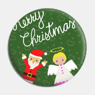 Merry Christmas from Santa and Angel Pin