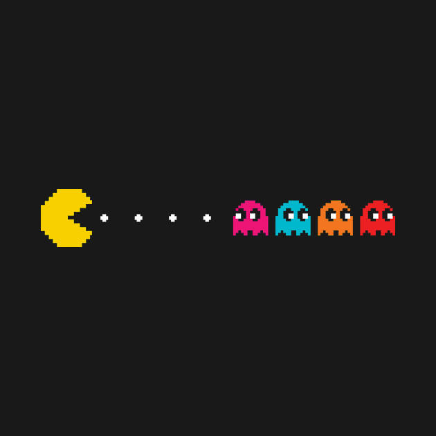 8 Bit Pacman Chasing Ghosts 8 Bit Pacman Chasing Ghosts T Shirt Teepublic 1442