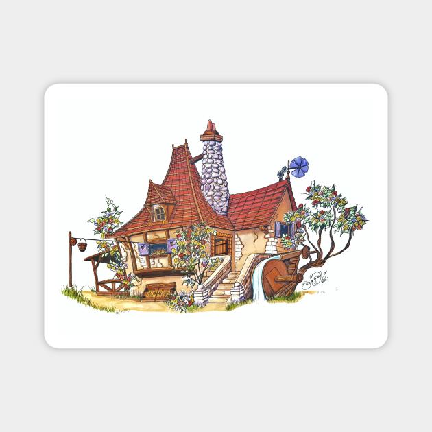 Fairytale Cottage Magnet by Samantha Ball Artist