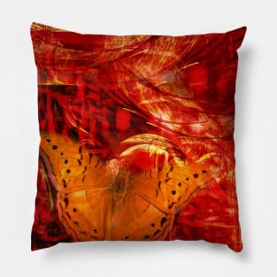 Butterfly in red universe Pillow