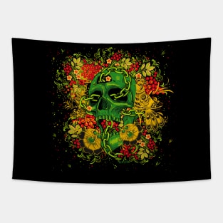 Skull with chain and flower pattern Tapestry