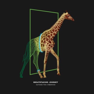 Giraffe walks through a Warp Portal T-Shirt