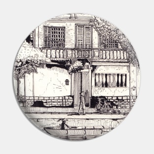 Townhouse in Hoi An Vietnam Pen and Ink Illustration Pin