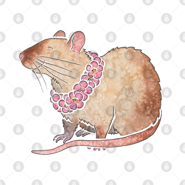 Watercolour pet rat (siamese) by animalartbyjess