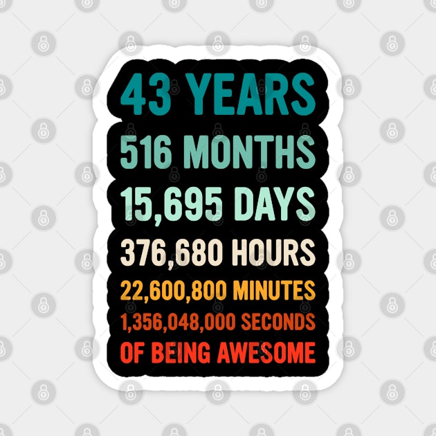 43rd Birthday Countdown Of Being Awesome - Happy Birthday Funny Gift Magnet by dznbx