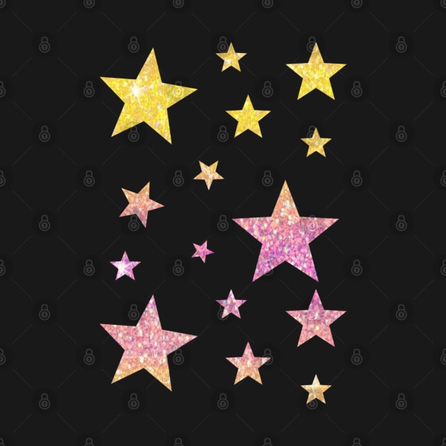 Pink Yellow Ombre Faux Glitter Stars by Felicity-K