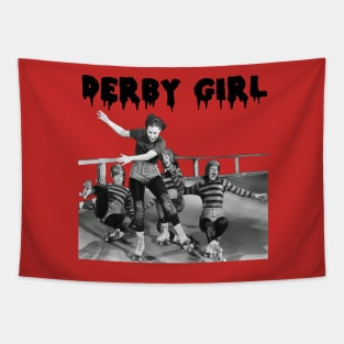 DERBY GIRL ROLLERSKATE VINTAGE ROLLERDERBY gerry murray Tapestry