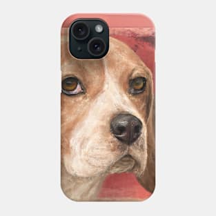 Gorgeous Beagle Painting on Warm Red Background Phone Case