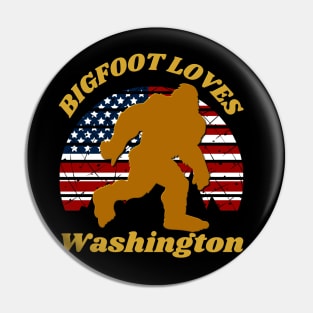 Bigfoot loves America and Washington too Pin