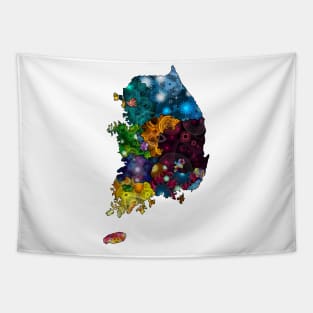 Spirograph Patterned South Korea Provinces Map Tapestry