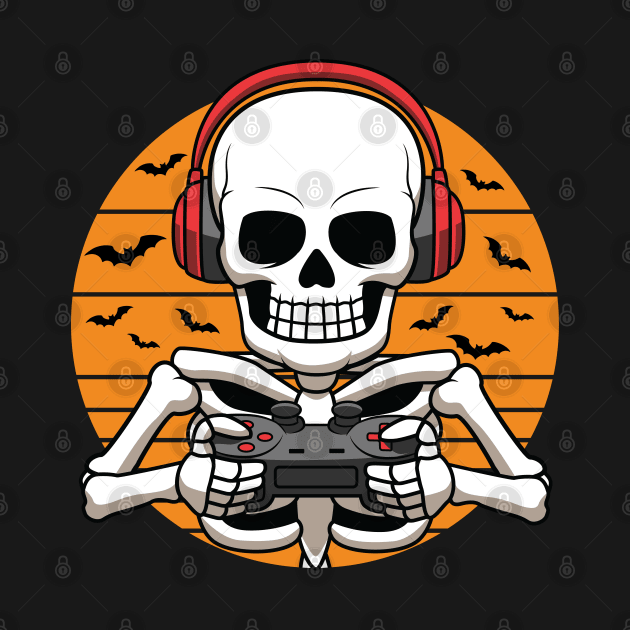 Skeleton Video Game Halloween Costume Gamer by HCMGift