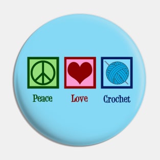 Peace Love Crochet Pin