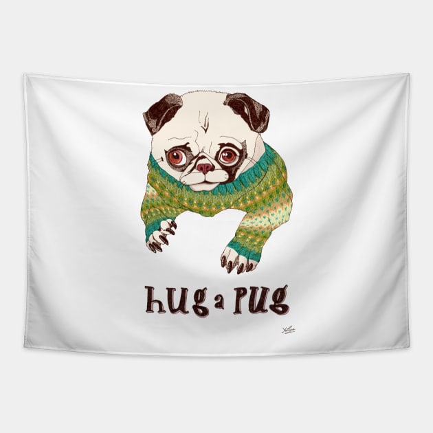 Hug a Pug Tapestry by Golden Section