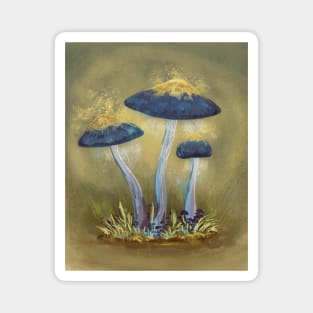 Elegant Webcap - Glowing Blue Mushroom Magnet