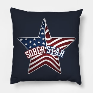 American Flag Sober Star Pillow