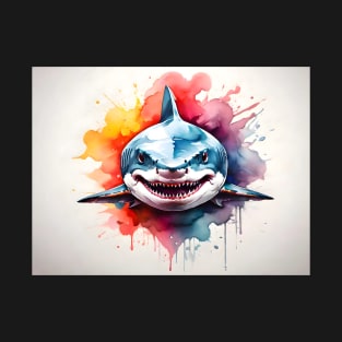 shark face Watercolor T-Shirt