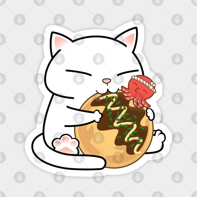 Chubby Cat Takoyaki Magnet by Takeda_Art