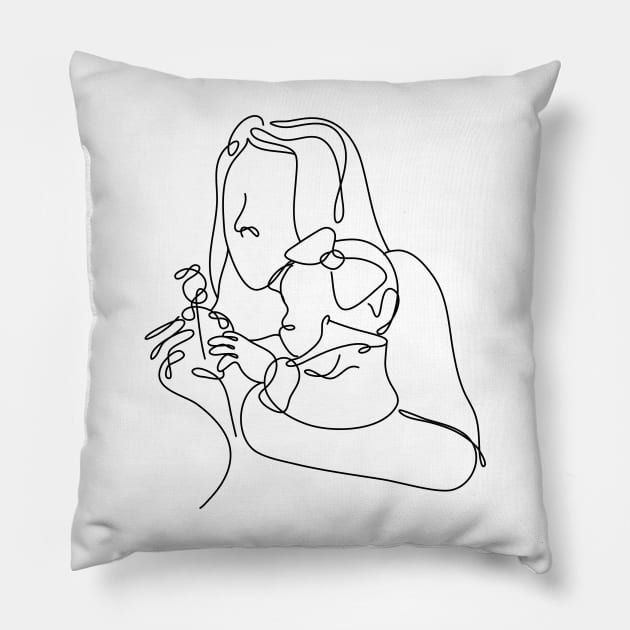 Women Day Drawing Line Art Minimal Pillow by Twiri