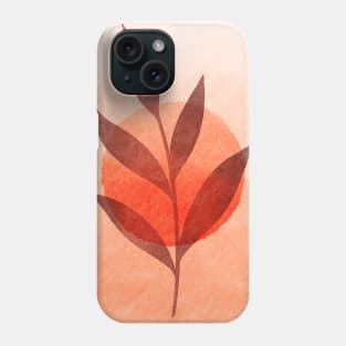 Neutral Boho Art Print, with orange plant Phone Case
