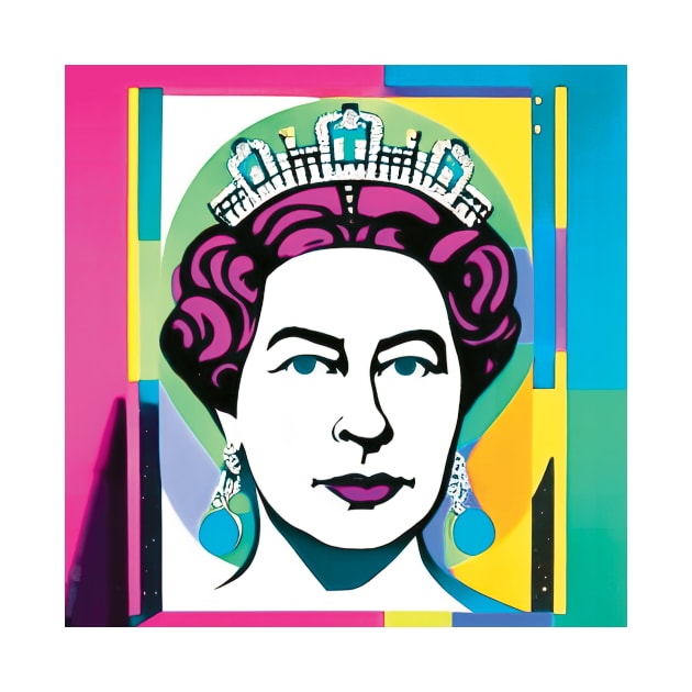 Queen Elizabeth II in Gouache Pop Art - Soft by Cosmic Capricorn