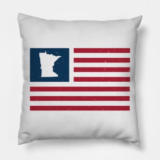 Vintage Minnesota USA Flag // Retro American Flag Stars and Stripes Pillow