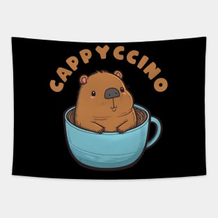 Capybara Coffee Pun Tapestry