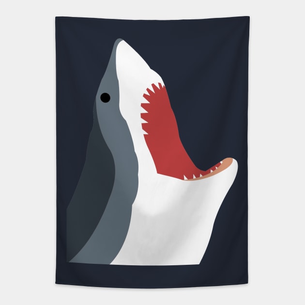 Close Up Shark Face Graphic Mouth Open Wide With Teeth Tapestry by FlashMac