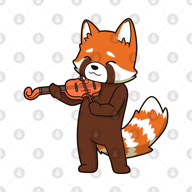 Comic red panda playing violin by Modern Medieval Design