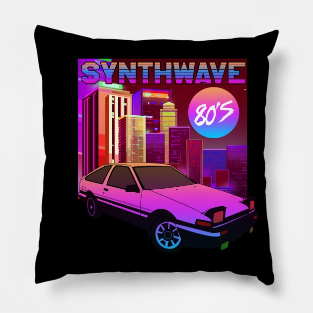 SYNTHWAVE Pillow by theanomalius_merch