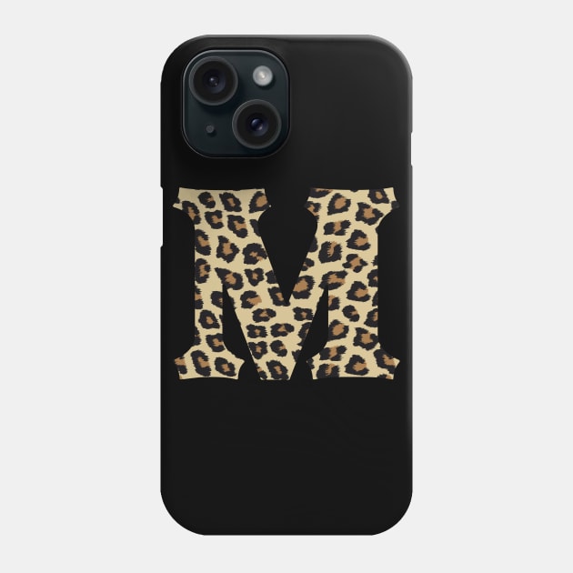 Letter M Leopard Cheetah Monogram Initial Phone Case by squeakyricardo