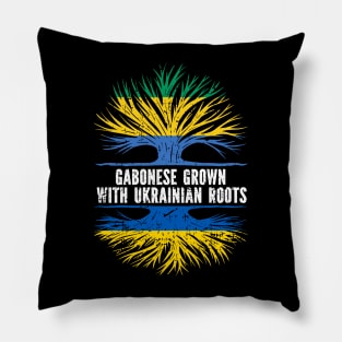 Gabonese Grown with Ukrainian Roots Flag Pillow