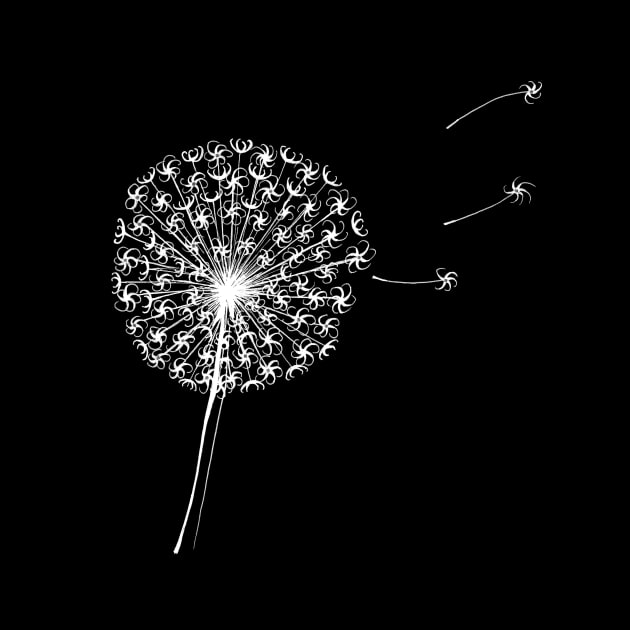 Dandelion Clock Silhouette Pen and Ink Drawing by Maddybennettart