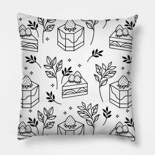 Isometric strawberry cake and leaf branch seamless pattern Pillow