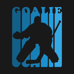 Retro 1970's Style Hockey Goalie Silhouette T-Shirt Goalie Hockey Sport T-Shirt