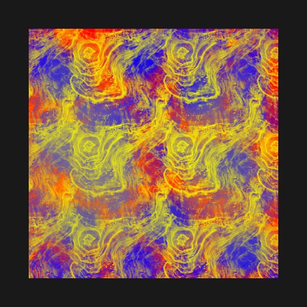 Yellow Red and Blue Abstract Swirls by Klssaginaw