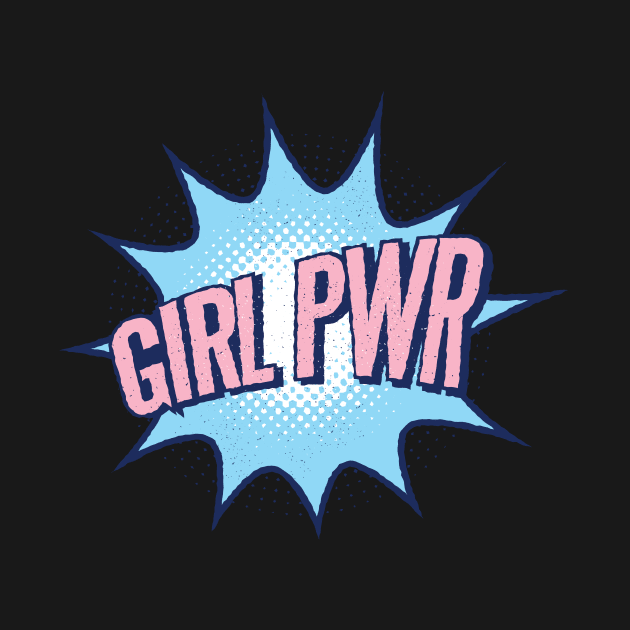 Girl Power GRL PWR Cute Funny Pink Blue Social Distancing FaceMask for Feminists by gillys