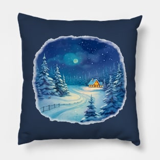 Winter landscape cartoon Pillow