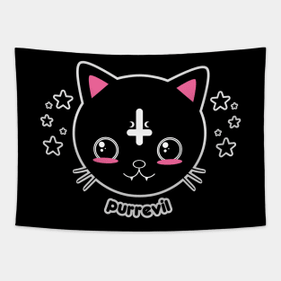 Kawaii Goth Cat Purr Evil Tapestry