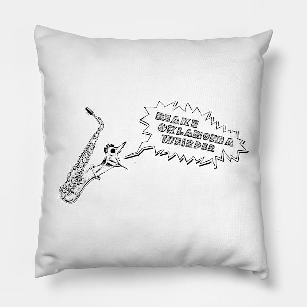 Make Oklahoma Weirder - Birdsax Bubble Pillow by weirderOK