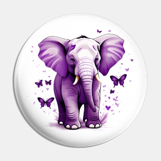 Cute Baby Elephant with Butterflies Design Pin