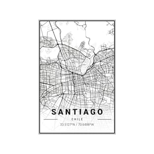 Santiago Light City Map T-Shirt