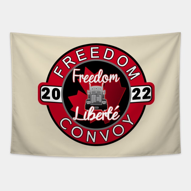 FREEDOM TRUCKERS FOR FREEDOM -LIBERTE - FREEDOM CONVOY 2022 TRUCKERS RED Tapestry by KathyNoNoise