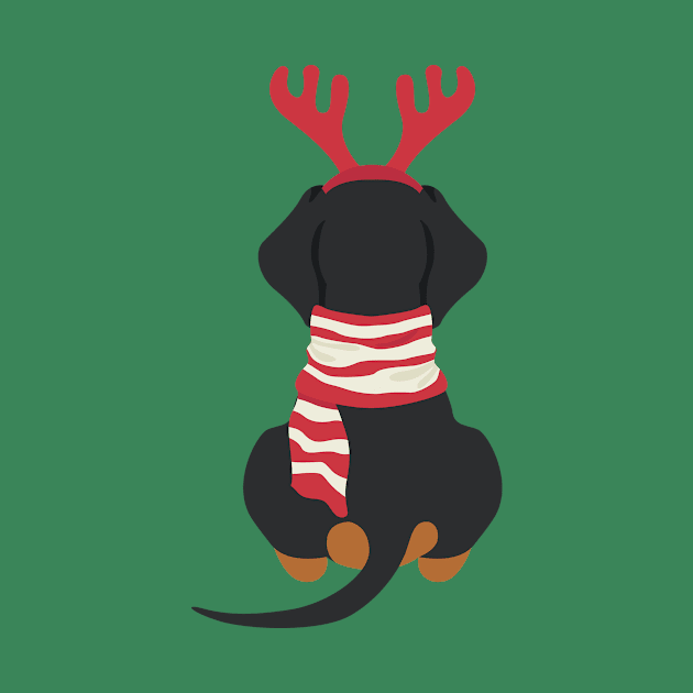 Smooth Dachshund Back at Christmas by JunkyDotCom