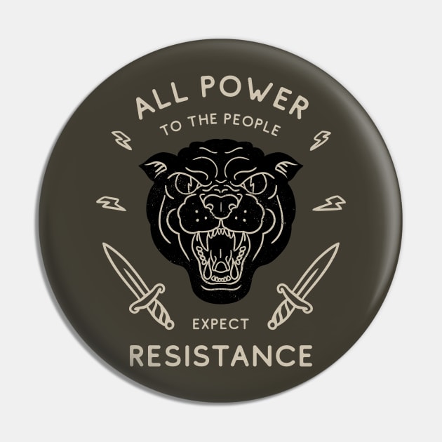 Black Panther Party - All Power to the People - Expect Resistance | Black Owned BLM Black Lives Matter| Black Panthers | Original Art Pillowcase | Tattoo Style Logo | Design for Dark Tees Pin by anycolordesigns