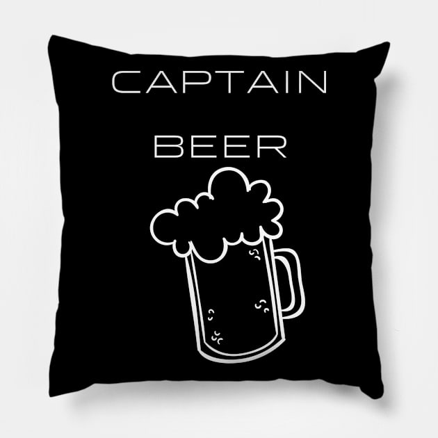 Captain Beer Typography White Design Pillow by Stylomart