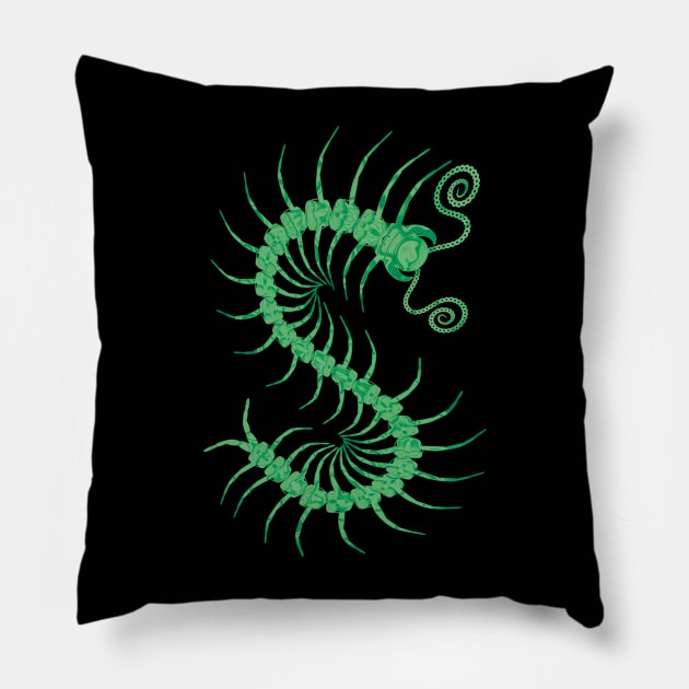 Emerald Centipede Pillow by IgorAndMore