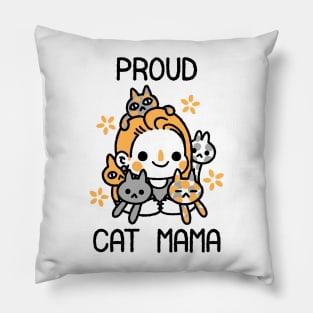 Proud Cat Mama (Black Lettering) Pillow