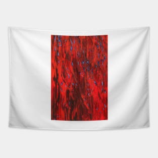 Firefly Sea (blue on red) III/III Tapestry