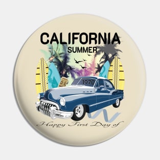 California Retro Surf Vintage classic Surfer Surfing Distressed T-Shirt Pin