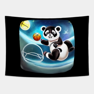 Panda Play Basketball on Space Tapestry